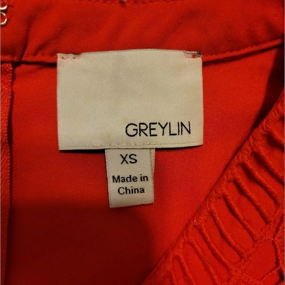 Greylin Red Inset Lace sheath Dress sz XS - Picture 7 of 12